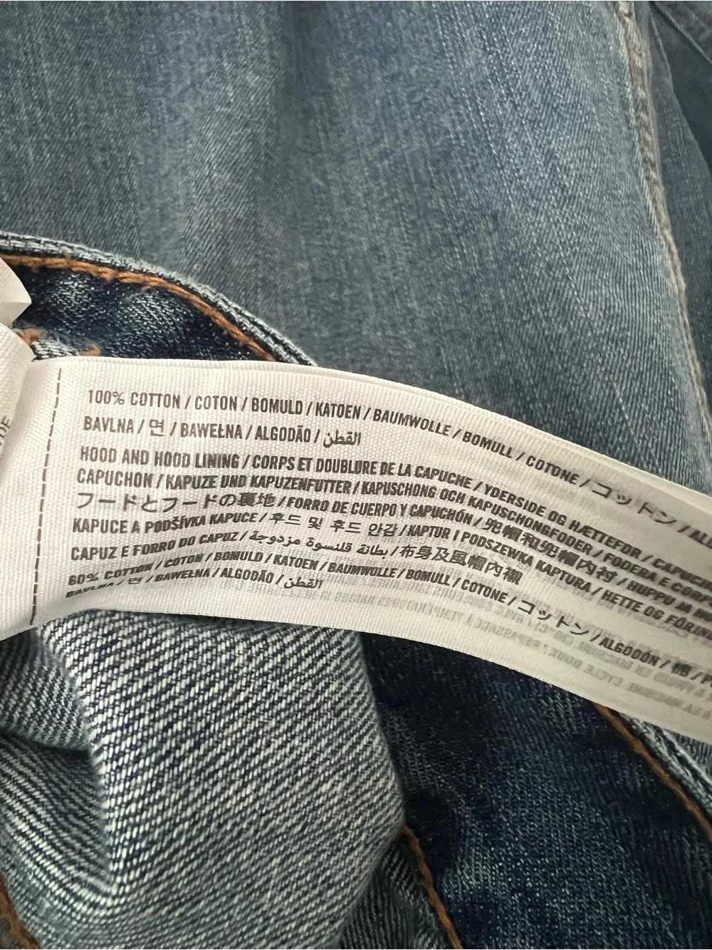 Abercrombie & Fitch Blue Denim Jacket with Gray Hood